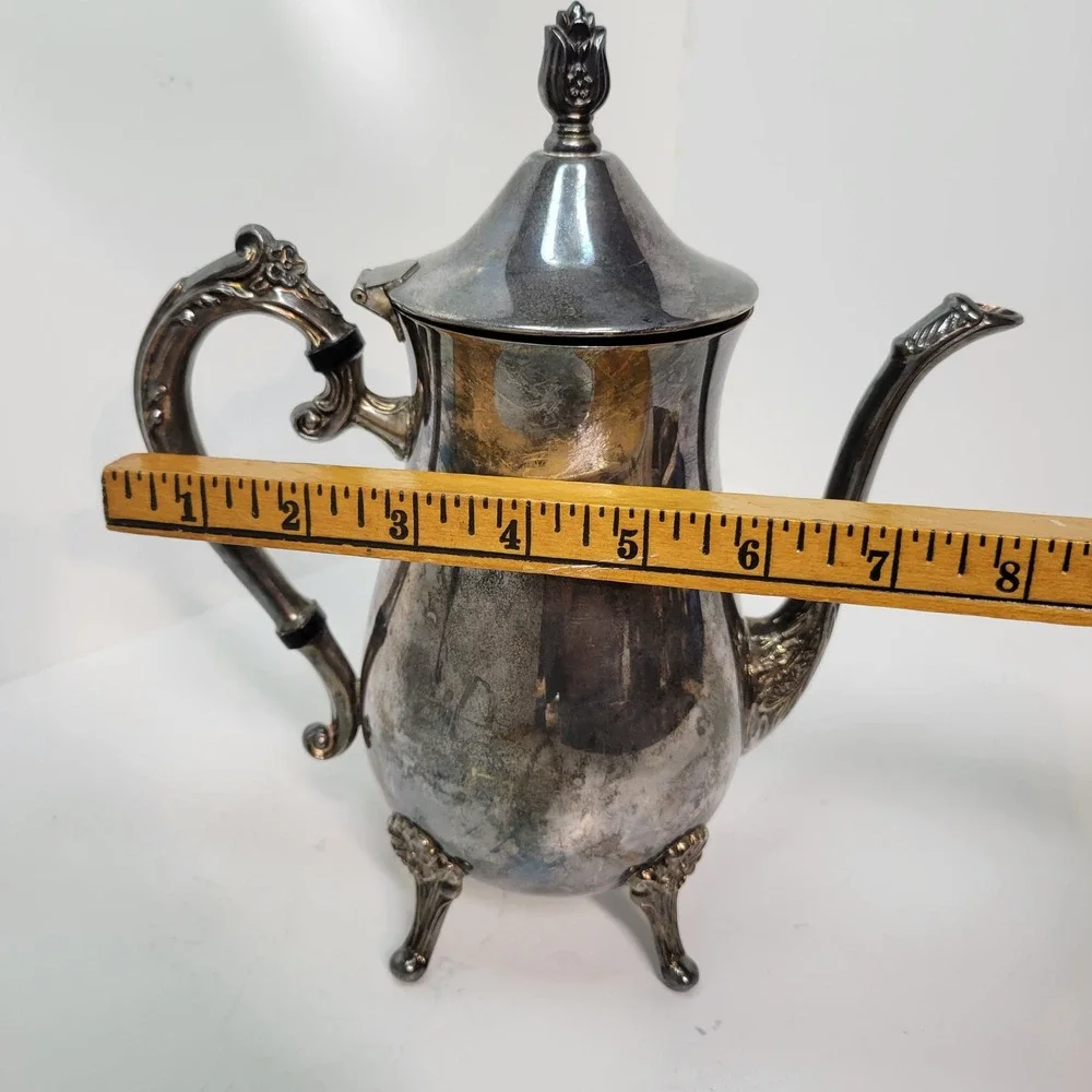 Leonard Silver Plated Coffee Pot Server‎ Vintage Ornate Floral Footed